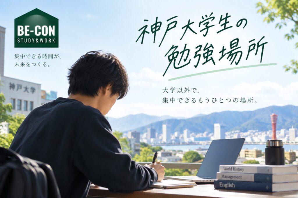 神戸大学生の勉強場所を紹介するBE-CON六甲本店のブログアイキャッチ